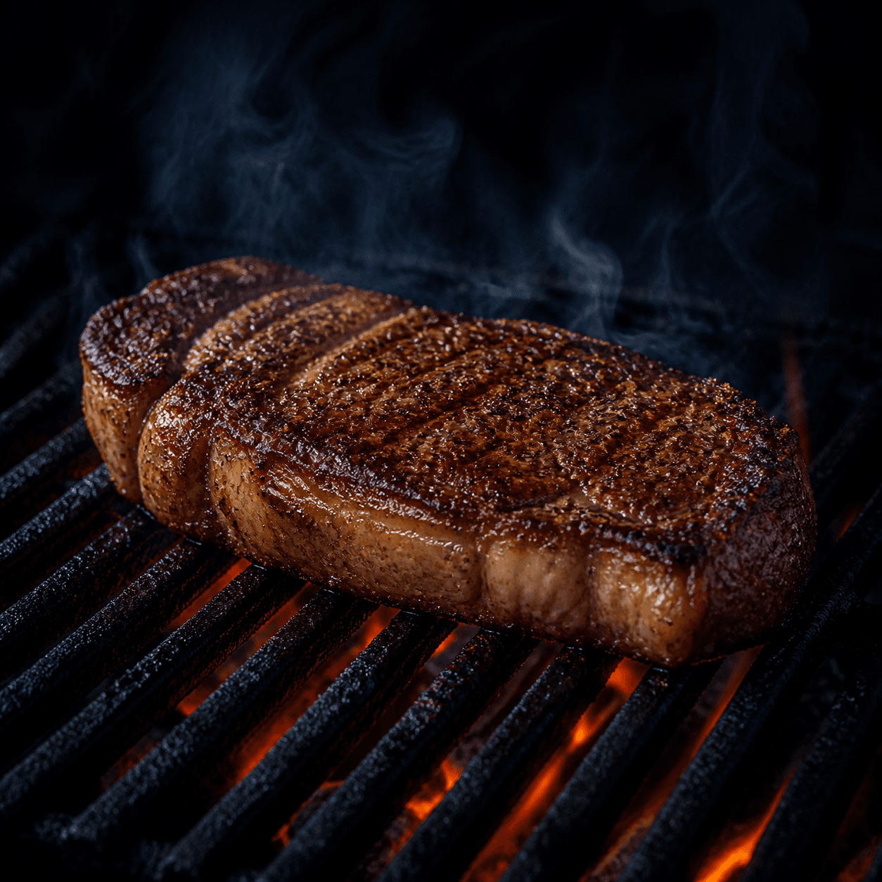 New York Strip prepared over a wood fire