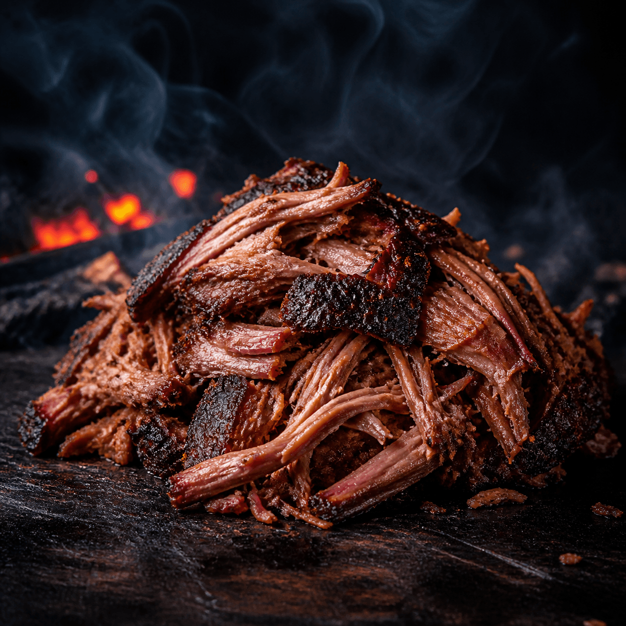 Pulled Pork prepared over a wood fire